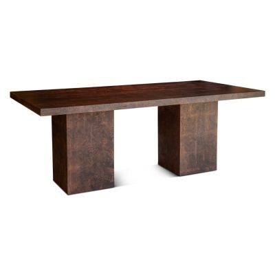 Gaia 79" Burl Dining Table in Aged Mahogany