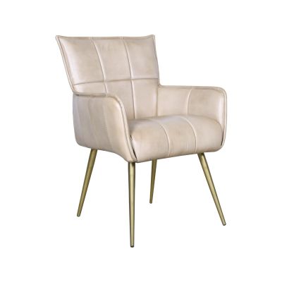 Kent Surrey 23" Armchair in Antique Ivory Leather and Gold Legs