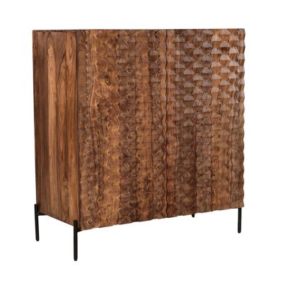 Miles 39" Bar Cabinet in Carved Brownstone