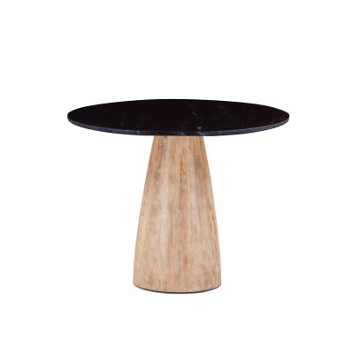 Palm Springs 48" Round Gathering Table with Black Marble Top and Whitewash Modern Base