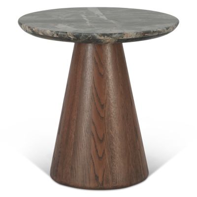 Vista 22" Side Table with Lava Marble and Dark Oak Base