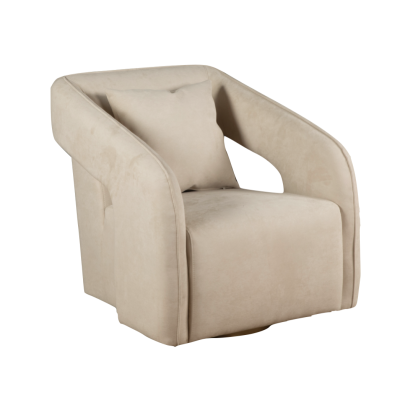 Gatsby Deborah 30" Swivel Accent Chair in Beige Eco Suede