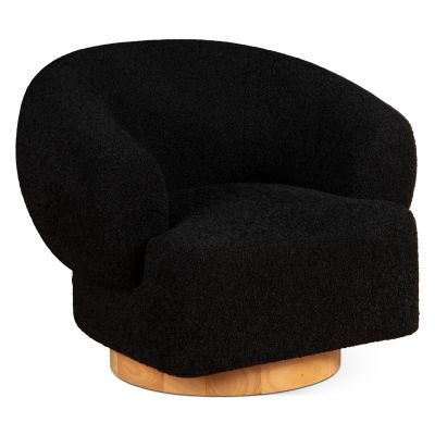 Gatsby Estelle 35" Swivel Accent Chair in Midnight Boucle Fabric