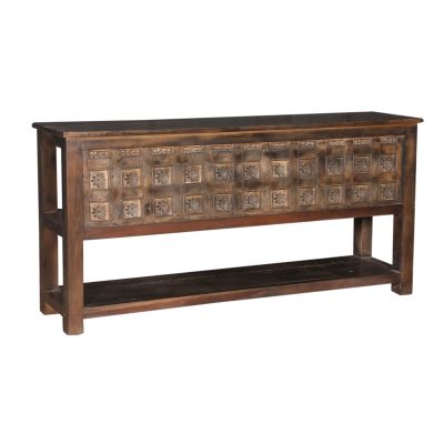 Wooden Console With Small Square Front Facing Design