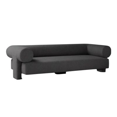 Maison Georgia 81" Sofa in Black Boucle Fabric