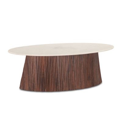 Amalfi 52" Coffee Table in Mango Wood with White Marble