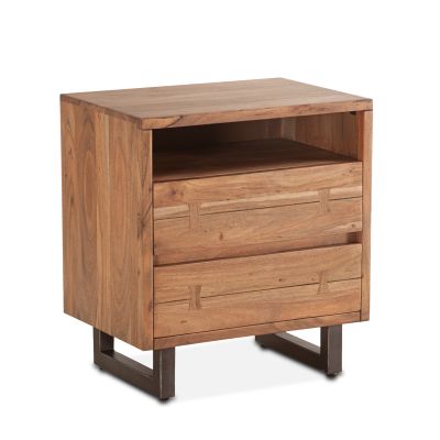 Aspen 24" Two Drawer Nightstand in Smoked Acacia