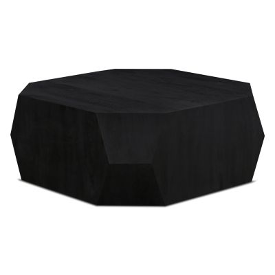 Basalt Geometric Wooden Coffee Table in Distressed Black