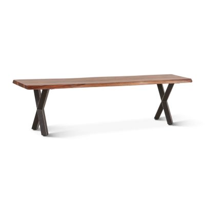 Brisbane 68" Dining Bench in Natural Sheesham Wood and Iron