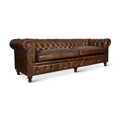 Essex Chesterfield Three Seat Sofa in Antique Whiskey Leather