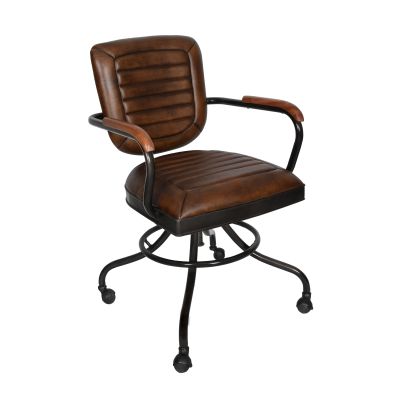 Essex Oden 24" Desk Chair in Antique Whiskey Top Grain Leather