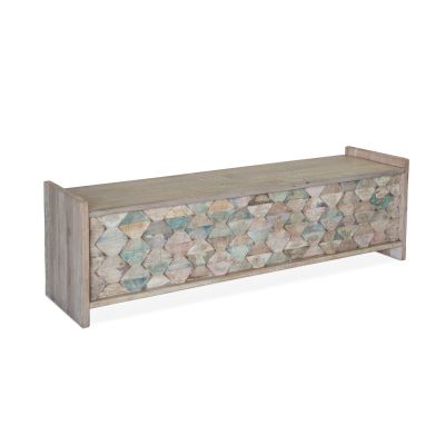 Ibizia 60" Storage Bench in Vintage Teal Reclaimed Wood