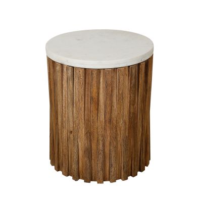 Jaipur Groot 18" Side Table with White Marble Top