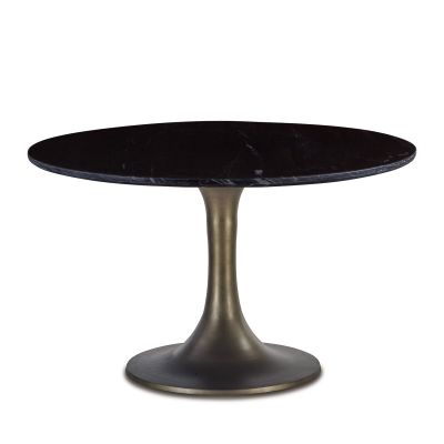 Palm Springs 48" Round Dining Table with Black Marble and Gold Base