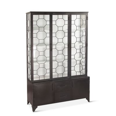 Pompeii 56" Iron and Glass Cabinet in Matte Black