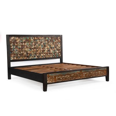 Rio King Bed in Carved Multi Color Teakwood