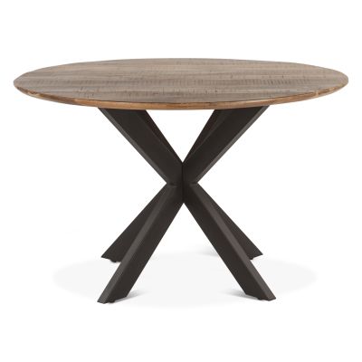 Rapallo 48" Round Dining Table in Natural Mango Wood and Iron