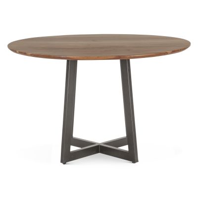 Salerno 48" Round Dining in Smoked Acacia and Iron