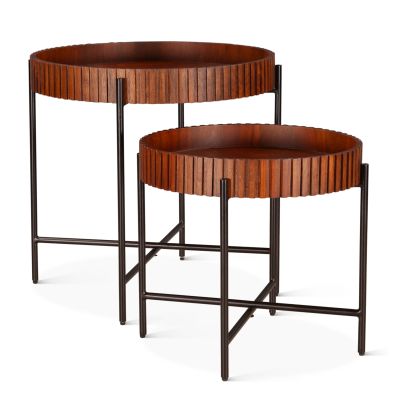 Verbania 29" Nesting Tray Tables in Pecan Brown