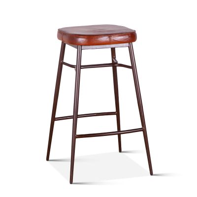 Wellington 19" Backless Bar Stool in Brown Top Grain Leather