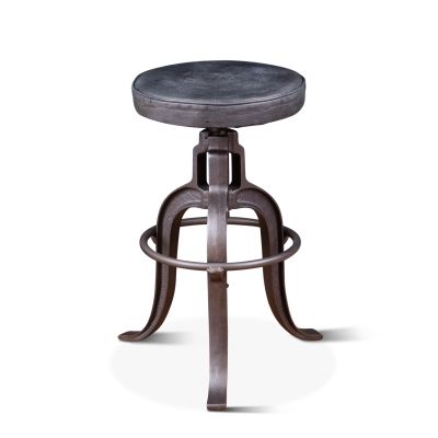 Wellington 13" Adjustable Stool in Black Top Grain Leather