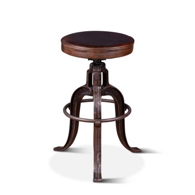 Wellington 13" Adjustable Stool in Brown Top Grain Leather