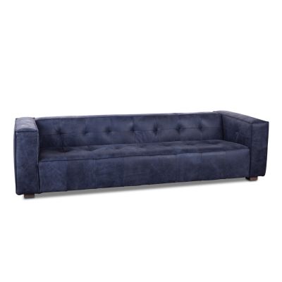 Milano 106" Sofa in Italian Blue Top Grain Leather