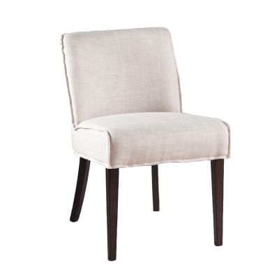 Buddy 20" Dining Chair in Beige Linen with Dark Legs