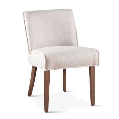 Buddy 20" Dining Chair in Beige Linen with Natural Legs