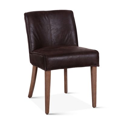 Buddy 20" Dining Chair in Dark Brown Leather with Natural Legs