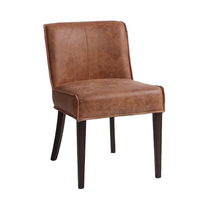 Buddy 20" Dining Chair in Tan Leather with Matte Brown Legs