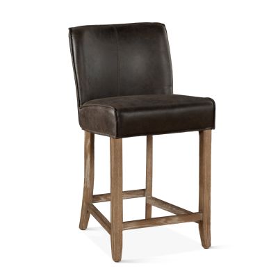 Buddy 20" Counter Chair in Dark Brown Leather with Natural Legs