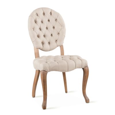 Penelope 21" Dining Chair in Beige Linen with Napoleon Legs