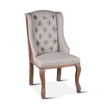 Satine 25" Dining Chair in Off White Linen with Napoleon Legs