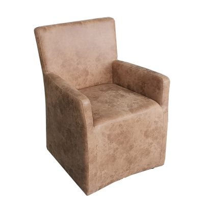 Peabody 25" Wheeled Armchair in Tan Leather