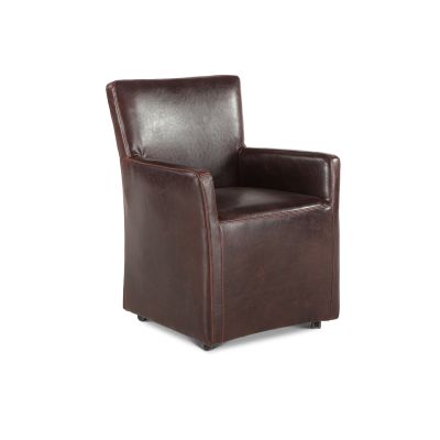 Peabody 25" Wheeled Armchair in Brown Leather