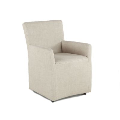 Peabody 25" Wheeled Armchair in Beige Linen