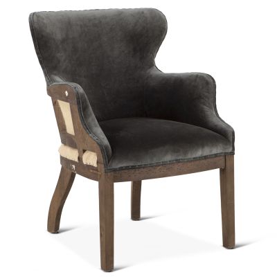 Elizabeth 25" Accent Armchair in Gray Velvet with Exposed Frame