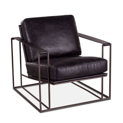 Bogart Modern 30" Accent Chair in Ebony Black Leather