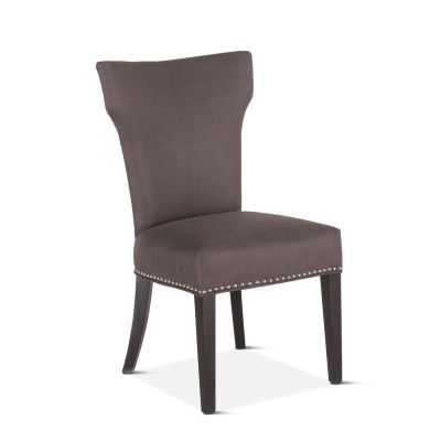 Rebecca 22" Upholstered Dining Chair in Charcoal Gray Linen with Vintage Java Legs