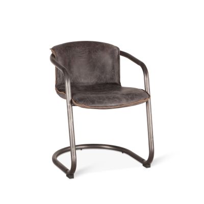 Portofino 22" Dining Chair in Antique Ebony Leather