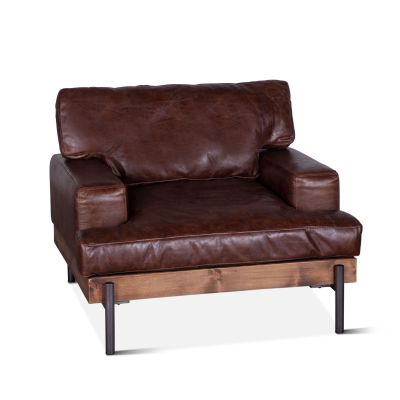 Portofino Industrial 41" Accent Chair in Geisha Brown Leather