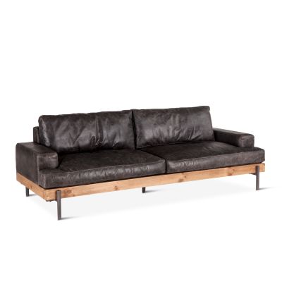 Portofino Industrial 94" Sofa in Morocco Black Leather