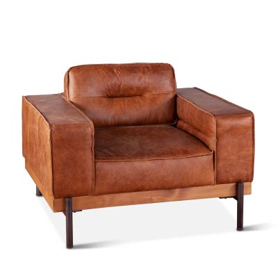 Portofino Modern 42" Accent Chair in Cocoa Brown Leather