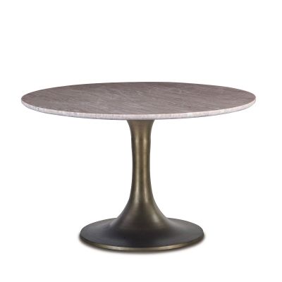 Palm Springs 48" Round Dining Table with Brown Lajaria Marble and Gold Base