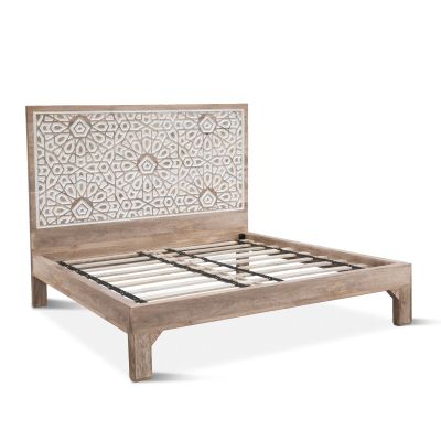 Tangiers King Bed in Carved Natural White