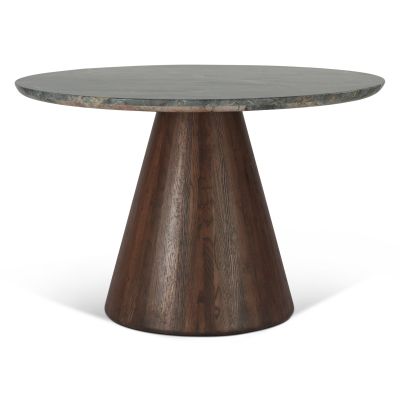 Vista 48" Round Dining Table with Lava Marble and Dark Oak Base