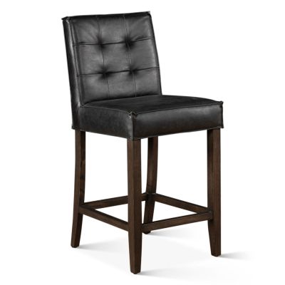 Madison Counter Chair in Black Leather with Dark Legs