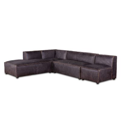 Portofino Loft 112" Sectional Sofa in Antique Ebony Leather