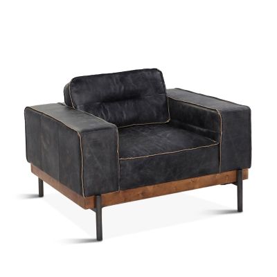 Portofino Modern 42" Accent Chair in Antique Ebony Leather